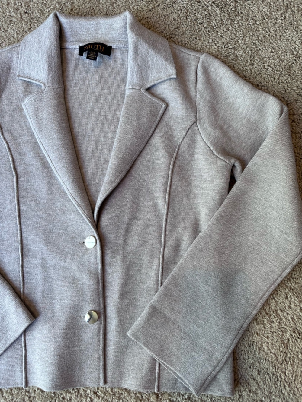 Women's Taupe Single-Breasted Knit Blazer